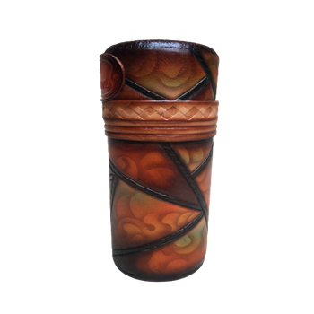 Tabaquera en piel y madera (cedro) para 7 tabacos