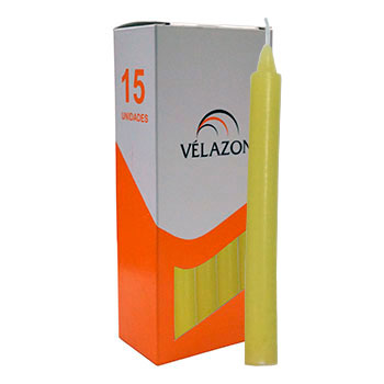 Estuche de 15 velas bujías de parafina (Amarillo)