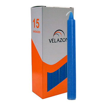 Estuche de 15 velas bujías de parafina (Azul)