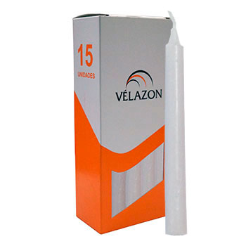 Estuche de 15 velas bujías de parafina (Blanco)