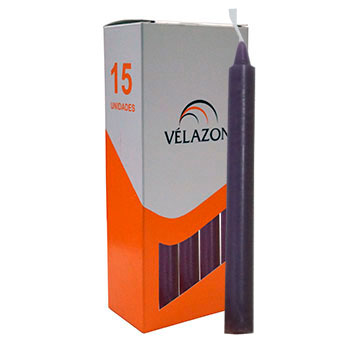 Estuche de 15 velas bujías de parafina (Violeta)